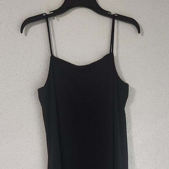 H&M Black 48 1/2" Long Slip Dress w/ Side Split & Adjustable Straps Size M - Picture 1 of 5
